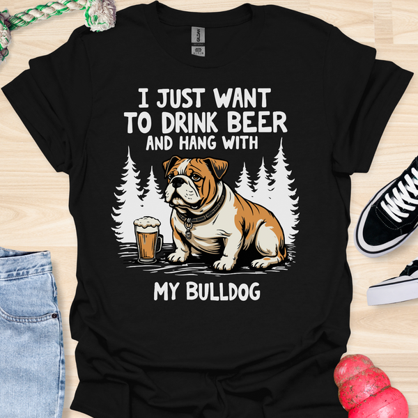 Beer & Bulldog - V2 - Elegant Cute Caligraphy T-Shirt