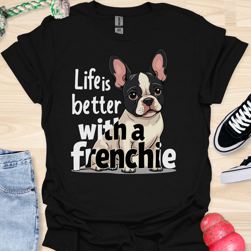 Life is better with a frenchie - V8 - Double Frenchie T-Shirt