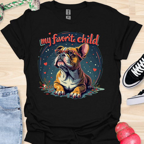 My bulldog is my favorite child - V5 - Dog with Glasses T-Shirt