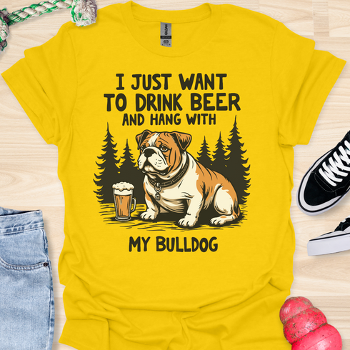 Beer & Bulldog - V2 - Elegant Cute Caligraphy T-Shirt