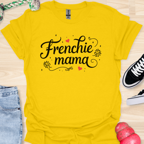 Frenchie Mama - V1 - Elegant Caligraphy T-Shirt