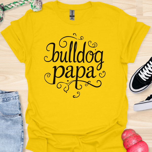 Bulldog Papa - V2 - Caligraphy T-Shirt