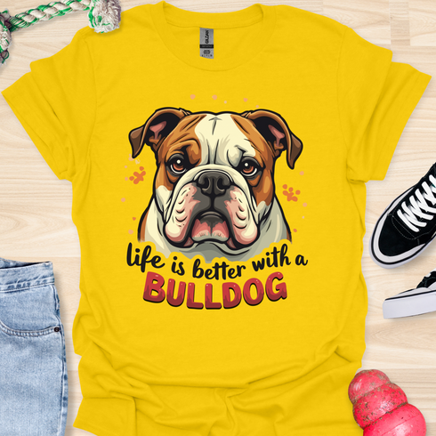 Life is better with a bulldog - V4 - Cute Stare T-Shirt
