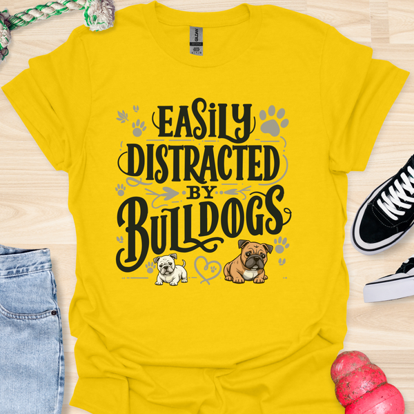 Easily distracted by bulldogs - V3 - Creative Vintage T-Shirt