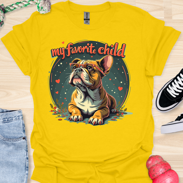 My bulldog is my favorite child - V5 - Dog with Glasses T-Shirt
