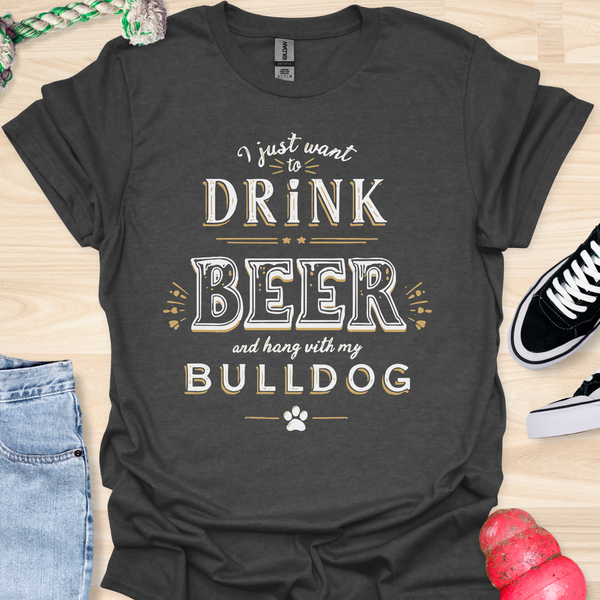 Beer & Bulldog - V1 - Elegant Caligraphy T-Shirt