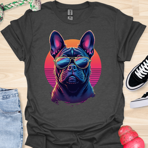 Retro Frenchie with Sunglasses - V1 - Retro One T-Shirt