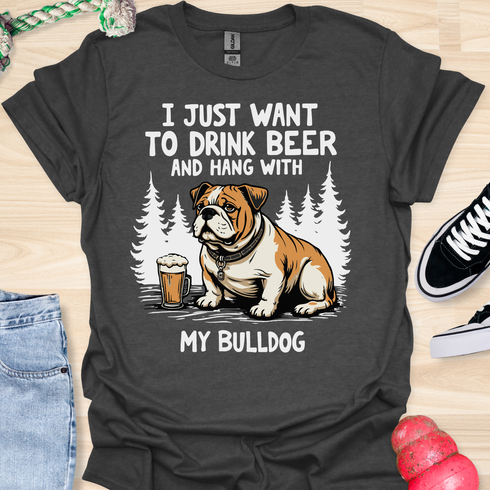 Beer & Bulldog - V2 - Elegant Cute Caligraphy T-Shirt