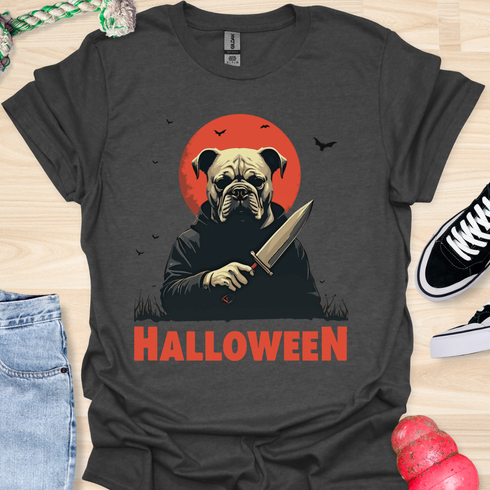 Halloween - V6 - Bats and Black Eyes Bulldog T-Shirt