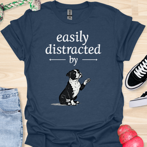Easily distracted by bulldogs - V10 - Cute Sitting Paw T-Shirt