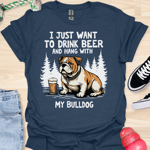 Beer & Bulldog - V2 - Elegant Cute Caligraphy T-Shirt