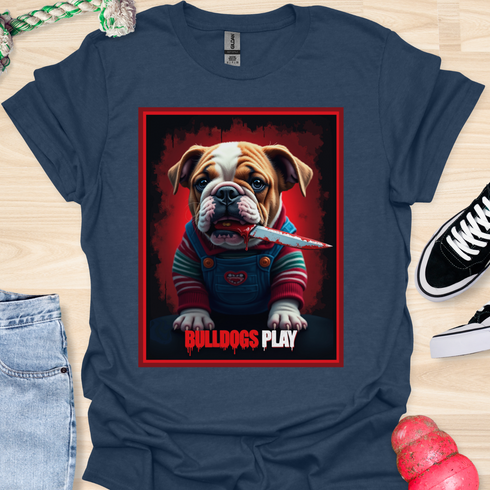 Bulldogs Play - Halloween - V3 - Baby Bulldog, Bloody Knife T-Shirt