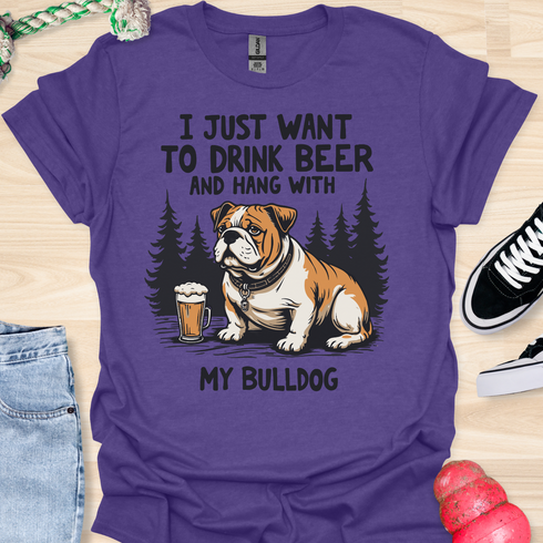 Beer & Bulldog - V2 - Elegant Cute Caligraphy T-Shirt