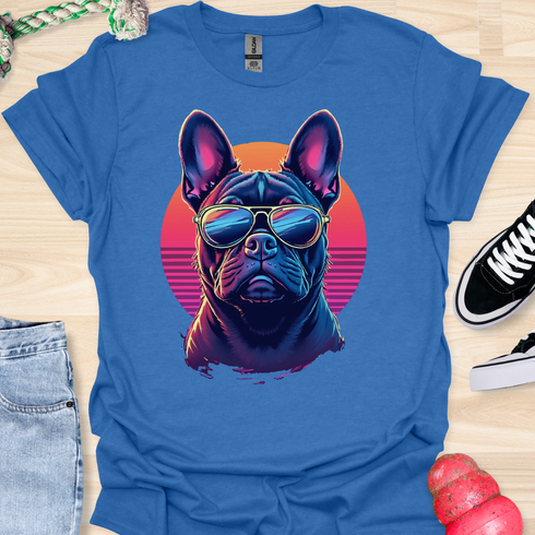 Retro Frenchie with Sunglasses - V1 - Retro One T-Shirt