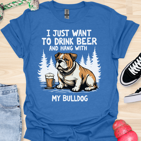 Beer & Bulldog - V2 - Elegant Cute Caligraphy T-Shirt