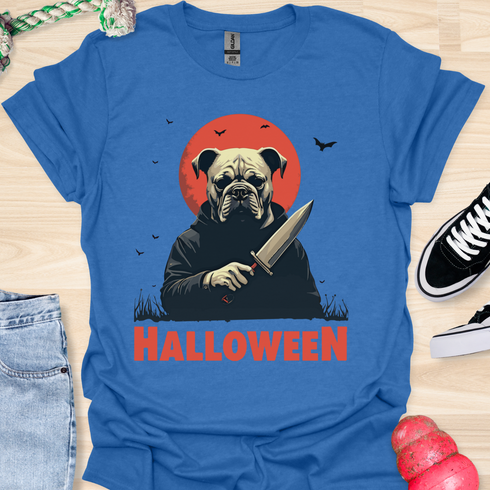 Halloween - V6 - Bats and Black Eyes Bulldog T-Shirt