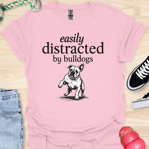 Easily distracted by bulldogs - V5 - Paw Sideways T-Shirt