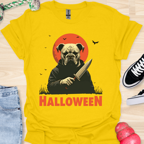 Halloween - V6 - Bats and Black Eyes Bulldog T-Shirt