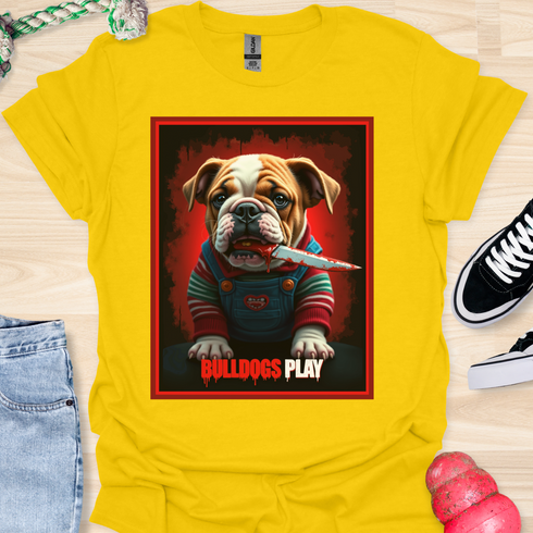 Bulldogs Play - Halloween - V3 - Baby Bulldog, Bloody Knife T-Shirt