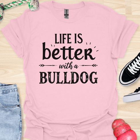 Life is better with a bulldog - V7 - Simple T-Shirt