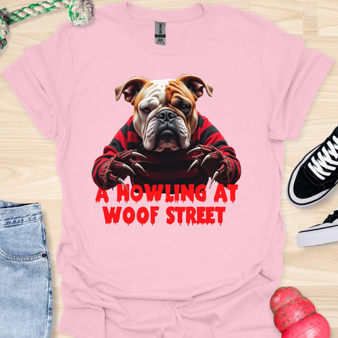 A Howling at Woof Street - Halloween - V2 - Bulldog on a Prowl T-Shirt