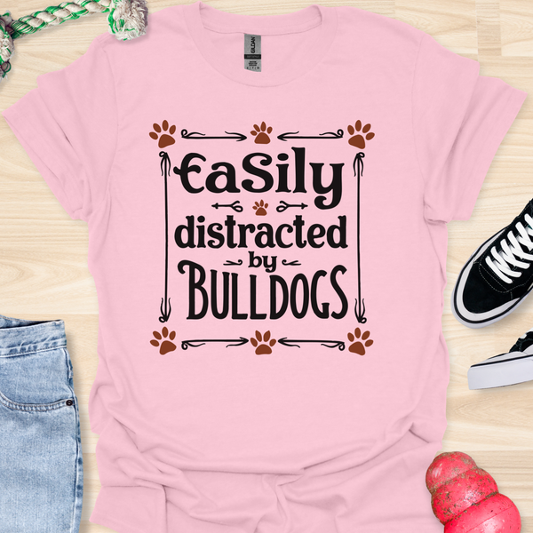 Easily distracted by bulldogs - V4 - Vintage Poster T-Shirt