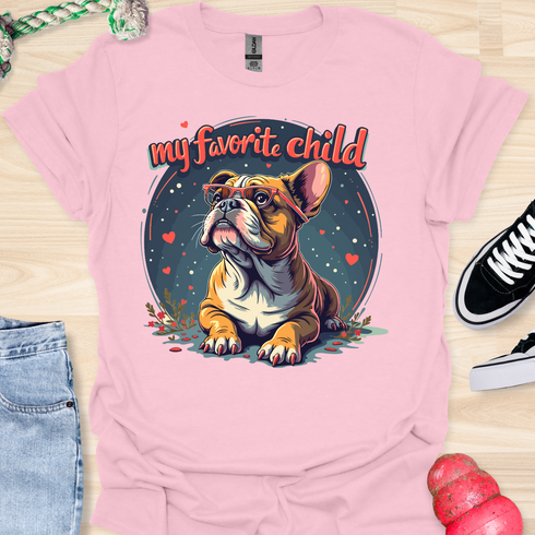 My bulldog is my favorite child - V5 - Dog with Glasses T-Shirt