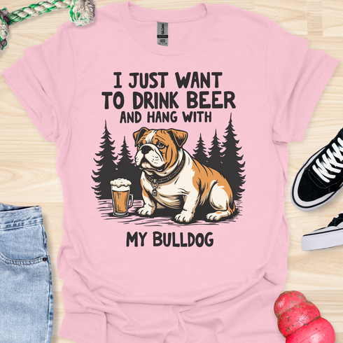 Beer & Bulldog - V2 - Elegant Cute Caligraphy T-Shirt