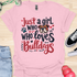 Just a girl who loves bulldogs - V8 - Retro Cute T-Shirt