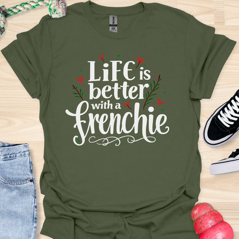 Life is better with a frenchie - V1 - Elegant Swish T-Shirt