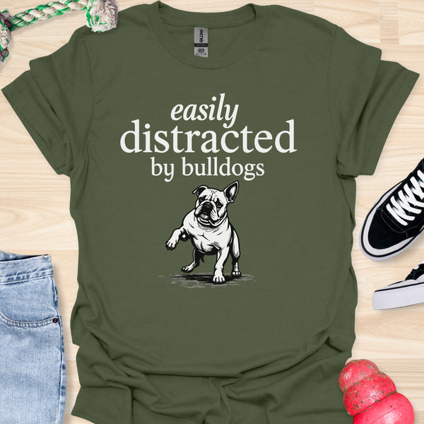 Easily distracted by bulldogs - V5 - Paw Sideways T-Shirt