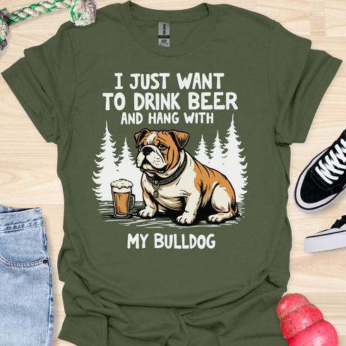 Beer & Bulldog - V2 - Elegant Cute Caligraphy T-Shirt