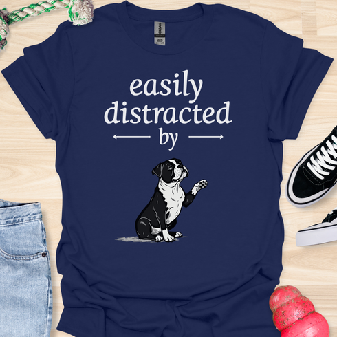 Easily distracted by bulldogs - V10 - Cute Sitting Paw T-Shirt