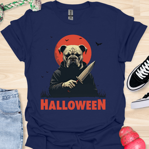 Halloween - V6 - Bats and Black Eyes Bulldog T-Shirt