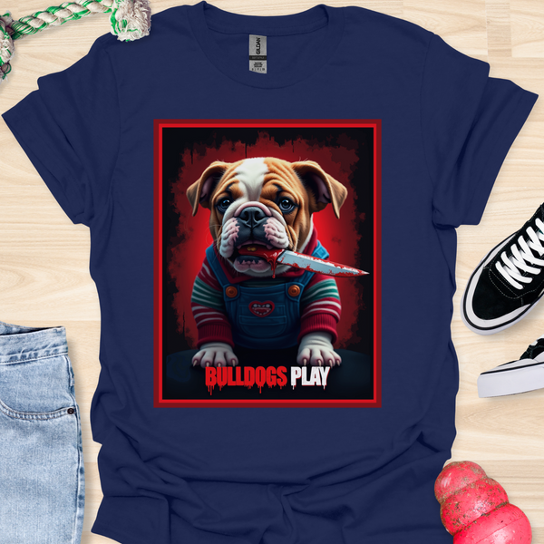 Bulldogs Play - Halloween - V3 - Baby Bulldog, Bloody Knife T-Shirt
