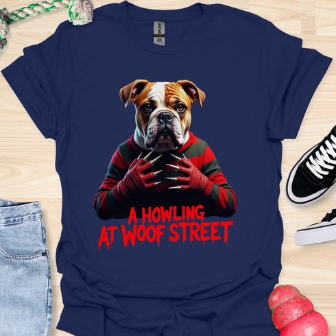 A Howling at Woof Street - Halloween - V3 - Innocent Bulldog, Sharp Nails T-Shirt