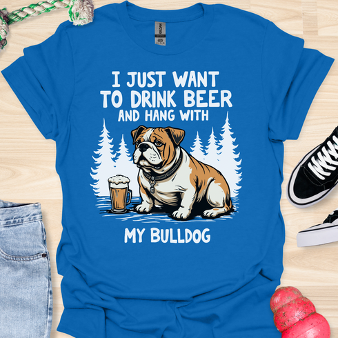 Beer & Bulldog - V2 - Elegant Cute Caligraphy T-Shirt