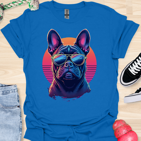 Retro Frenchie with Sunglasses - V1 - Retro One T-Shirt