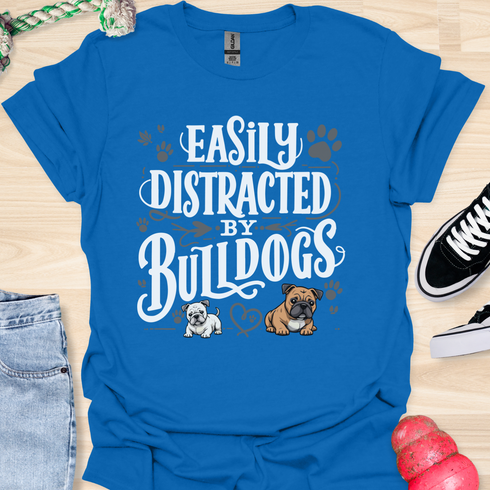 Easily distracted by bulldogs - V3 - Creative Vintage T-Shirt