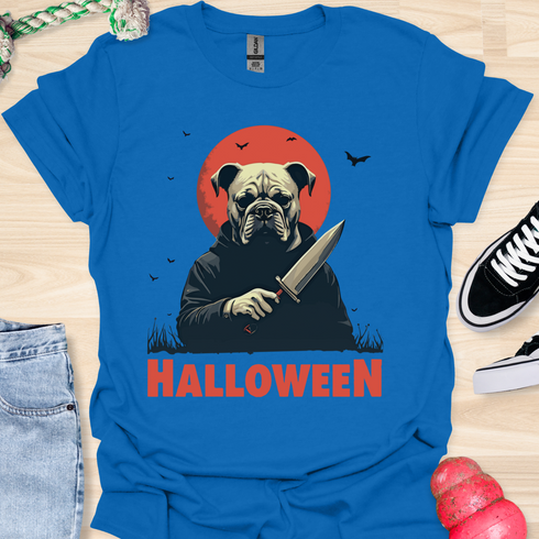 Halloween - V6 - Bats and Black Eyes Bulldog T-Shirt