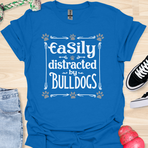 Easily distracted by bulldogs - V4 - Vintage Poster T-Shirt