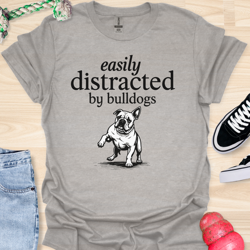 Easily distracted by bulldogs - V5 - Paw Sideways T-Shirt