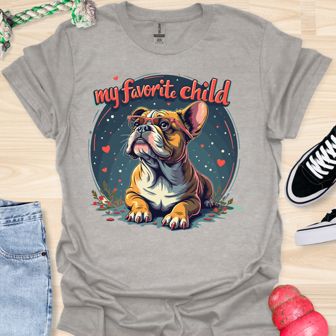 My bulldog is my favorite child - V5 - Dog with Glasses T-Shirt
