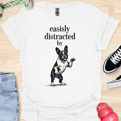 Easily distracted by bulldogs - V8 - Standing Happy T-Shirt