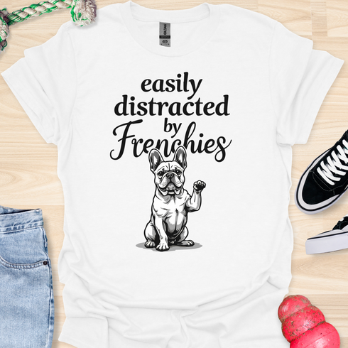 Easily distracted by frenchies - V16 - The Distracting Paw Two T-Shirt