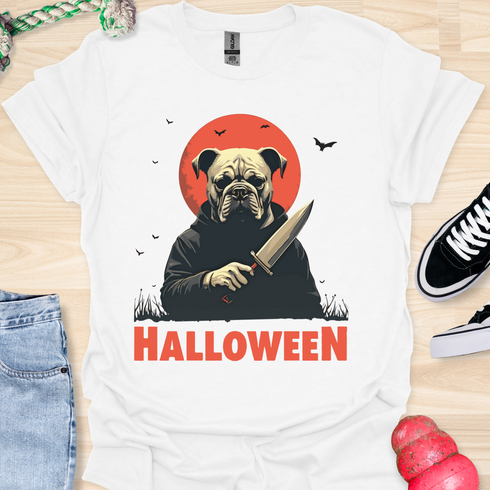 Halloween - V6 - Bats and Black Eyes Bulldog T-Shirt